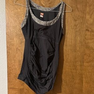 Lucy Black and Gray Ruched Tank Top